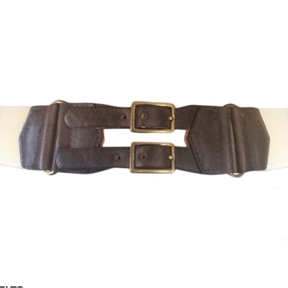Wide Brown Vegan Double Buckle Waist Belt